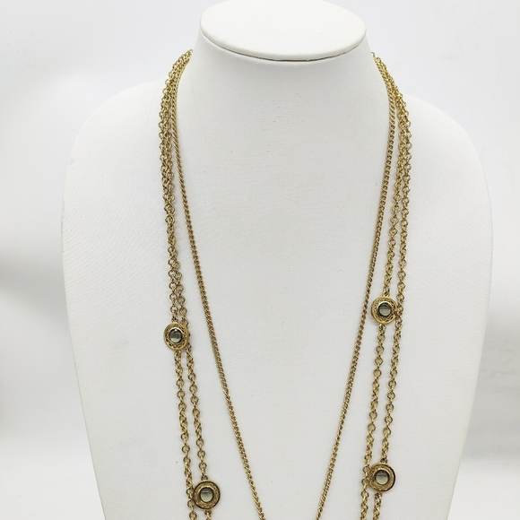 Vintage Gold Tone Necklace • 60s Mod • Extra Long - Picture 4 of 5